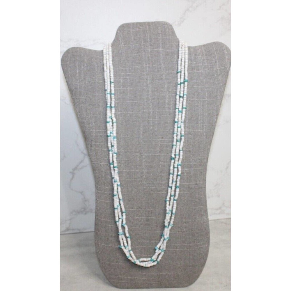 Vintage Navajo Coral & Turquoise Heishi 3 Strand Necklace No Clasp 46G, 28"